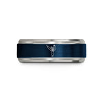 men's tungsten wedding band – blue & grey tungsten taekwondo kick wedding band