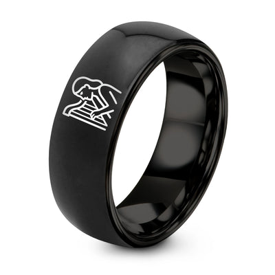 Harpist – Tungsten Wedding Band, 8 mm, Black Comfort-Fit Unisex
