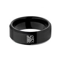 men’s comfort fit ring – black tungsten harpist wedding band