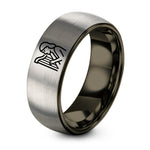 Tungsten Rings for Men BLACK – gunmetal & silver tungsten harpist ring