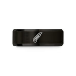 mens brushed metal ring – black tungsten utility knife wedding band