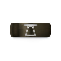gray tungsten men's ring – gunmetal & blue tungsten cadillac trapeze table wedding band