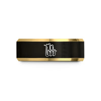engraved tungsten ring him – black & gold tungsten big band sax wedding band
