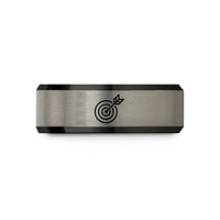 blue black men's ring – black & blue & silver tungsten dart bullseye wedding band