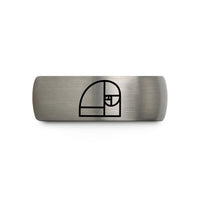 engraved tungsten men's ring – blue & gray tungsten fibonacci spiral wedding band