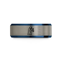 men's tungsten wedding bands – black & blue & gray tungsten the hermit wedding band