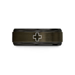 men's tungsten comfort band – gunmetal & black tungsten first aid cross wedding band