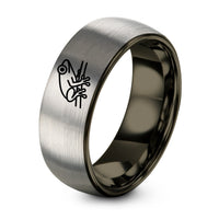Tungsten Rings for Men Brushed BLACK GREY – gunmetal & grey tungsten frog branch ring