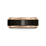 black tungsten wedding band – black & rose gold tungsten bacon strips wedding band