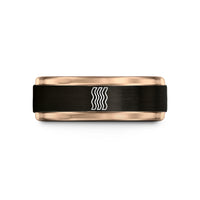 black tungsten wedding band – black & rose gold tungsten bacon strips wedding band