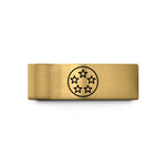 engraved men's tungsten ring – gold tungsten circle badge stars wedding band
