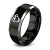 Espresso Cup – Tungsten Wedding Band, 8 mm, Black, Grey Comfort-Fit Unisex