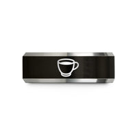 tungsten mens wedding band – black & gray tungsten espresso cup wedding band