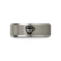 engraved tungsten ring him – black & silver tungsten espresso cup wedding band