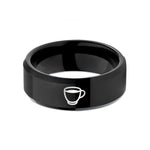men’s brushed metal rings – black tungsten espresso cup wedding band