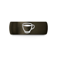 comfortable mens metal ring – gunmetal & black tungsten espresso cup wedding band