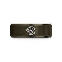 black metal rings him – gunmetal & rose gold tungsten gearbox icon wedding band