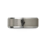 men's brushed tungsten band – black & silver tungsten coffin roses wedding band