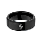 comfort fit men's ring – black tungsten coffin roses wedding band