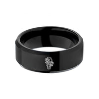 comfort fit men's ring – black tungsten coffin roses wedding band