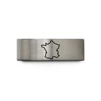 men's step bevel band – blue & grey tungsten france wedding band