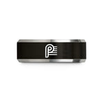 men's tungsten ring comfort-fit – black & grey tungsten piano p staff wedding band