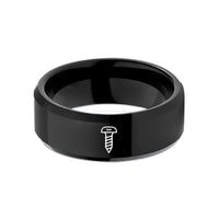 tungsten ring with engraving – black tungsten screw wedding band