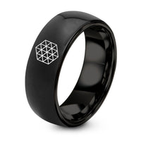 Tungsten Rings for Men Brushed – black tungsten penrose rhombus tiling ring