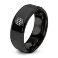 Penrose Rhombus Tiling – Tungsten Wedding Band, 8 mm, Black Comfort-Fit Unisex