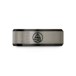 men's black wedding bands – black & blue & silver tungsten sailboat wave circle wedding band