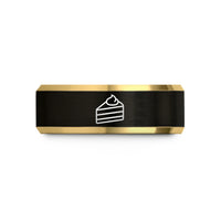 men’s black wedding – black & gold tungsten cake slice wedding band