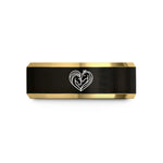 men's black tungsten rings – black & gold tungsten horses heart wedding band