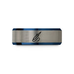 unisex tungsten carbide band – blue & silver tungsten soldering iron wedding band