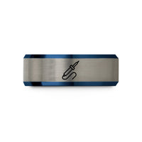 unisex tungsten carbide band – blue & silver tungsten soldering iron wedding band