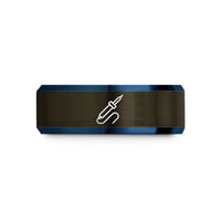 unisex tungsten carbide band – gunmetal & blue tungsten soldering iron wedding band
