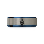 unique him tungsten ring – blue & silver tungsten round bottom flask wedding band