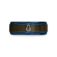 personalized tungsten him band – gunmetal & blue tungsten round bottom flask wedding band