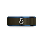 personalized tungsten him band – gunmetal & blue tungsten round bottom flask wedding band