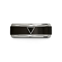 unique tungsten ring design – black & blue & silver tungsten water triangle wedding band