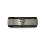 engraved tungsten wedding band – black & blue & gray tungsten water triangle wedding band