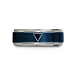 custom tungsten ring him – blue & gray tungsten water triangle wedding band