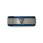 unique tungsten ring design – blue & silver tungsten water triangle wedding band