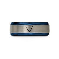 unique tungsten ring design – blue & silver tungsten water triangle wedding band