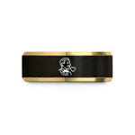custom engraved men's ring – black & gold tungsten gramps heart wedding band