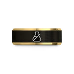 men’s black metal ring – black & gold tungsten testing beaker wedding band