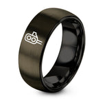 Tungsten Rings for Men Engravable – gunmetal & black tungsten rail signal light ring
