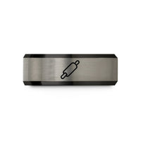 comfortable him band tungsten – black & gray tungsten rolling pin wedding band