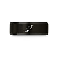 him engraved wedding ring – black tungsten rolling pin wedding band