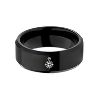 tungsten comfort fit ring – black tungsten compass paw wedding band