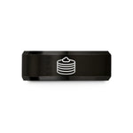 custom him tungsten ring – black tungsten pancake stack pattern wedding band